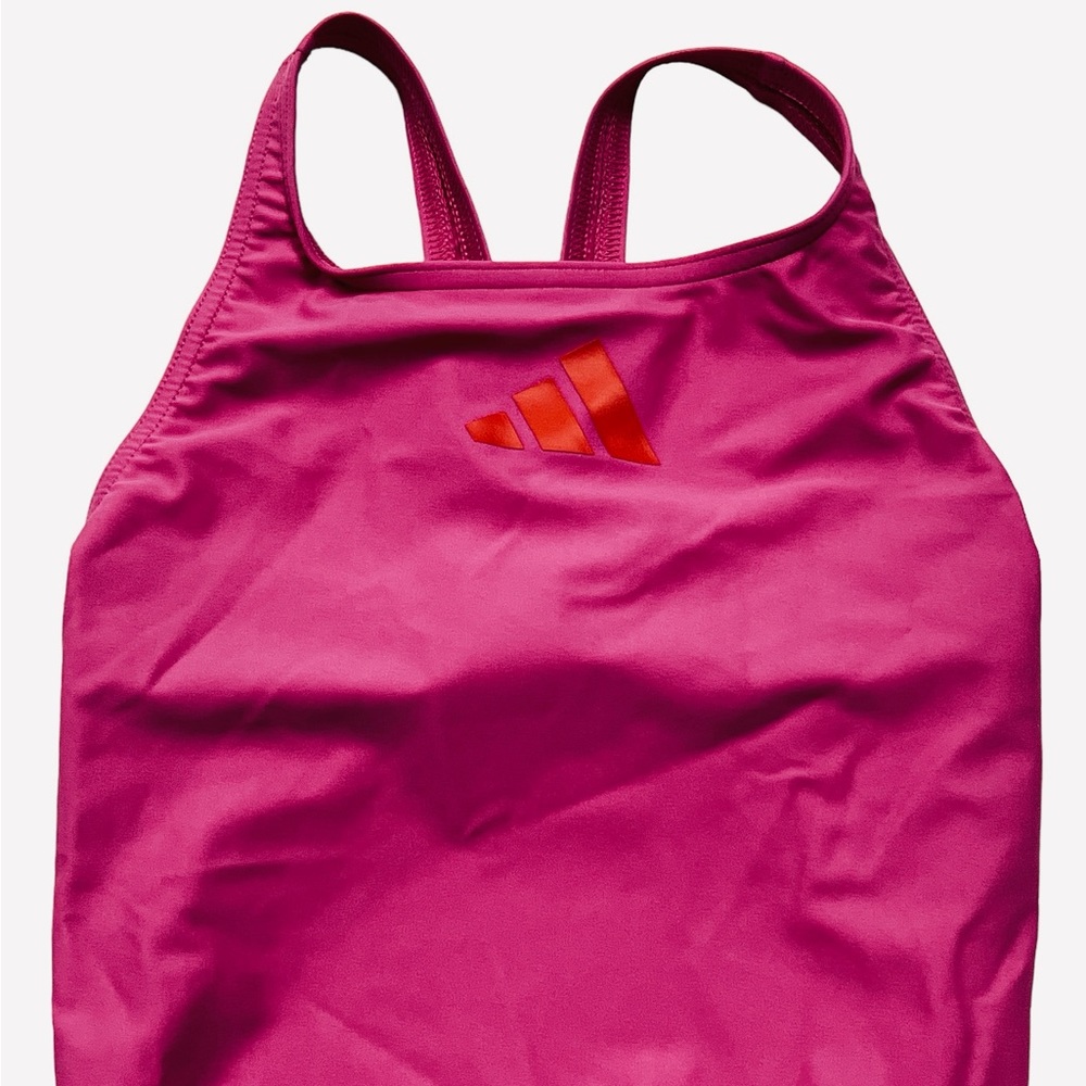 Adidas Girls Athletic Swimsuit Racerback One-piece Fuchsia/Scarlet Size XL - Picture 4 of 9